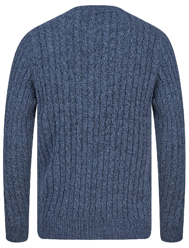 Alonso Chunky Cable Knitted Jumper in Denim Twist - Tokyo Laundry