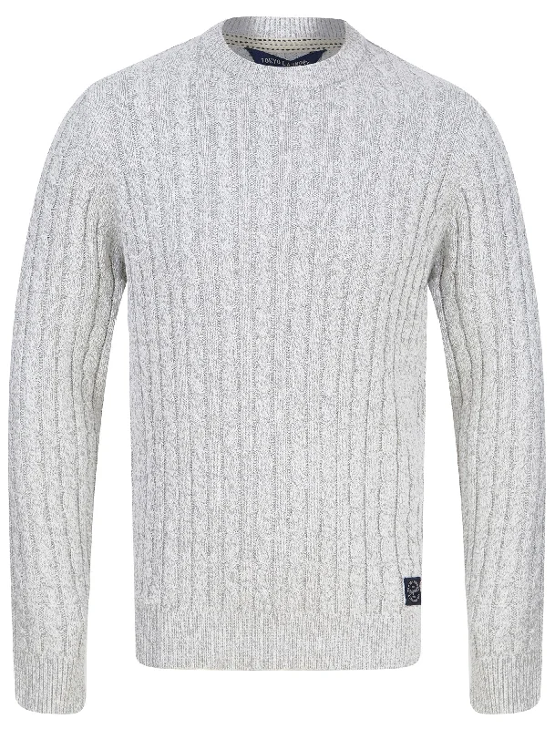 Alonso Chunky Cable Knitted Jumper in Grey Ecru Twist - Tokyo Laundry