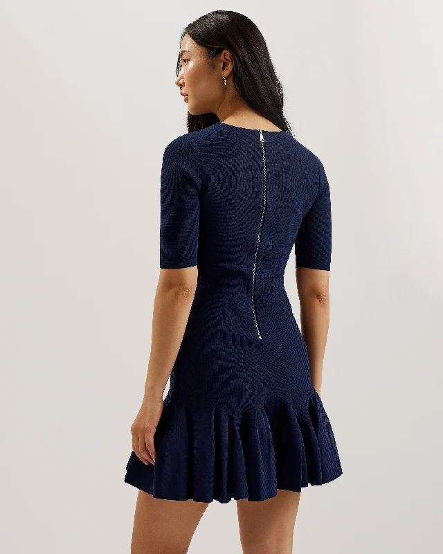 Alzann Mini Skater Dress Navy