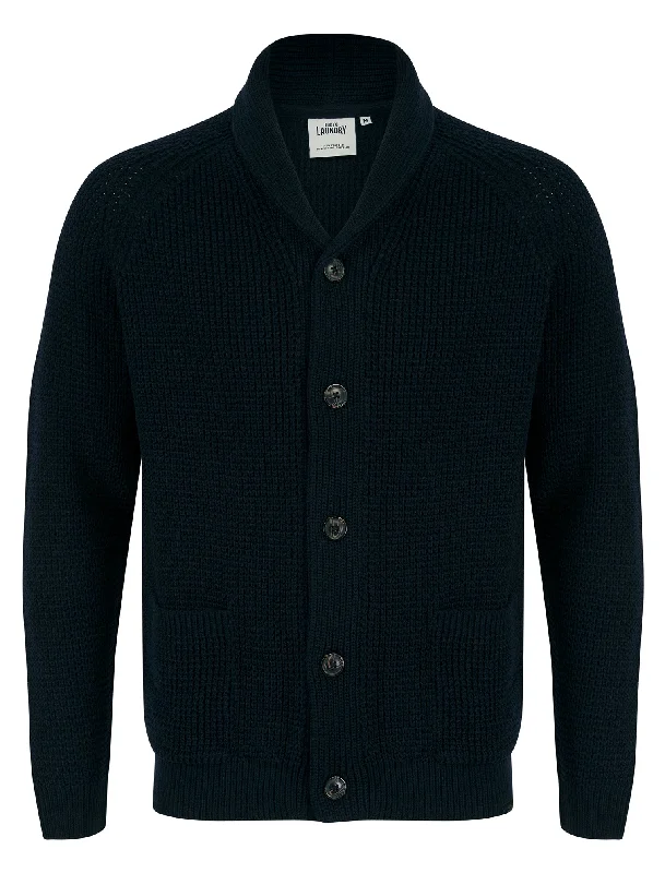 Anozie Soft Knit Wool Blend Shawl Neck Cardigan in Ink - Tokyo Laundry