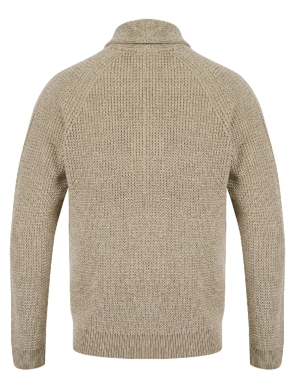 Anozie Soft Knit Wool Blend Shawl Neck Cardigan in Natural Twist - Tokyo Laundry