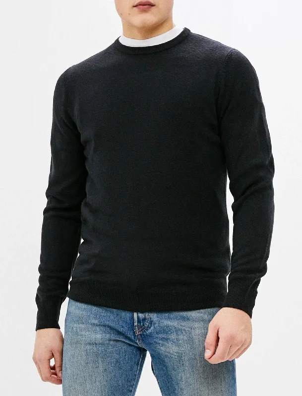 Badger Soft Cashmillon Crew Neck Jumper In Black - Kensington Eastside