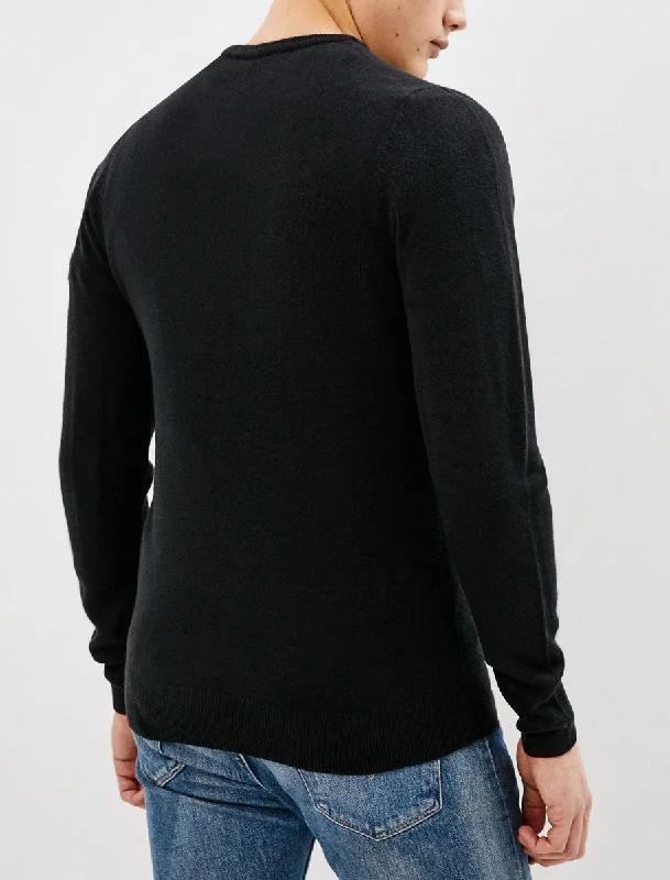 Badger Soft Cashmillon Crew Neck Jumper In Black - Kensington Eastside