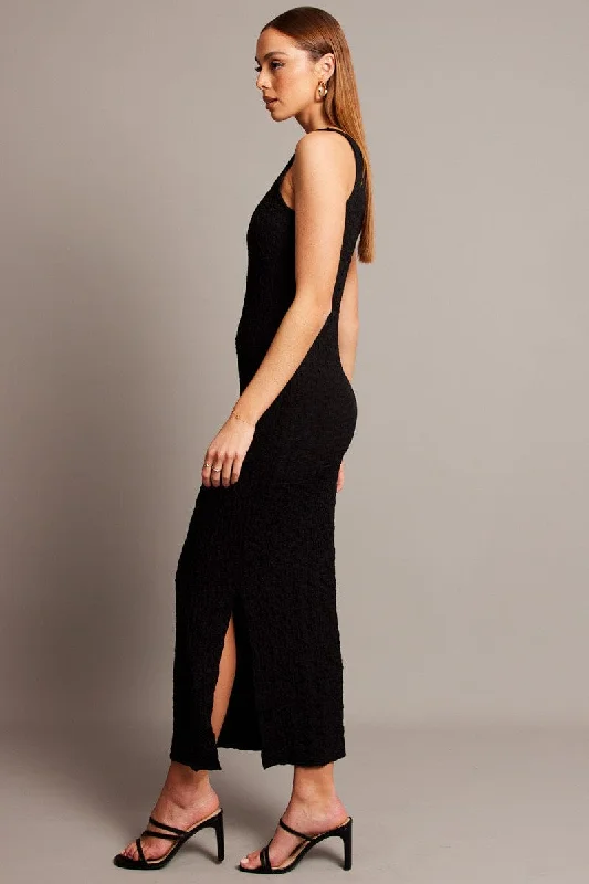 Black Bodycon Dress Sleeveless Textured