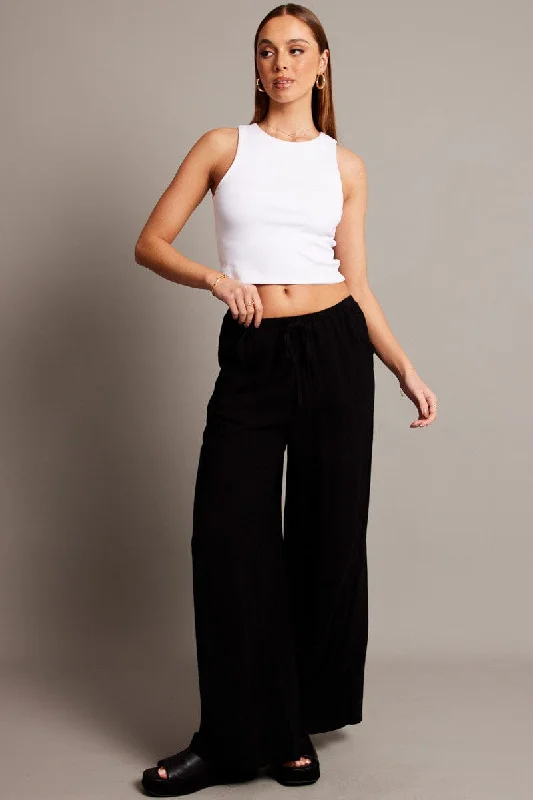 Black Wide Leg Pants High Rise