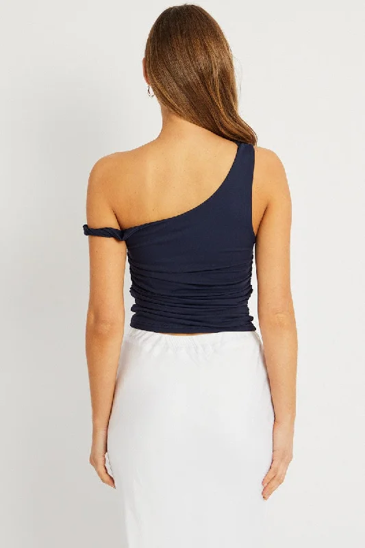 Blue Supersoft Top Twist off Shoulder