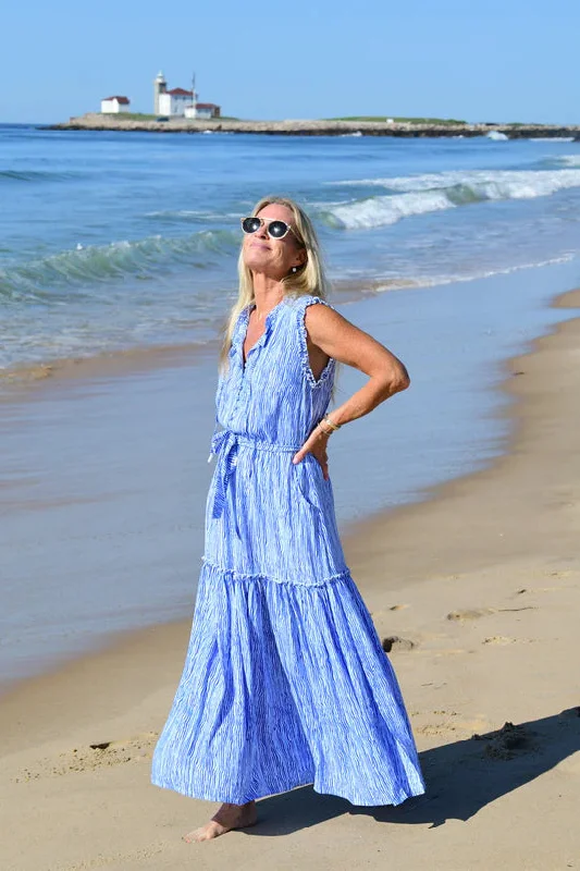 Blue Wave Print Maxi