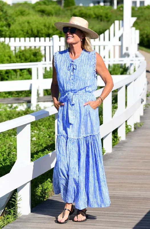 Blue Wave Print Maxi