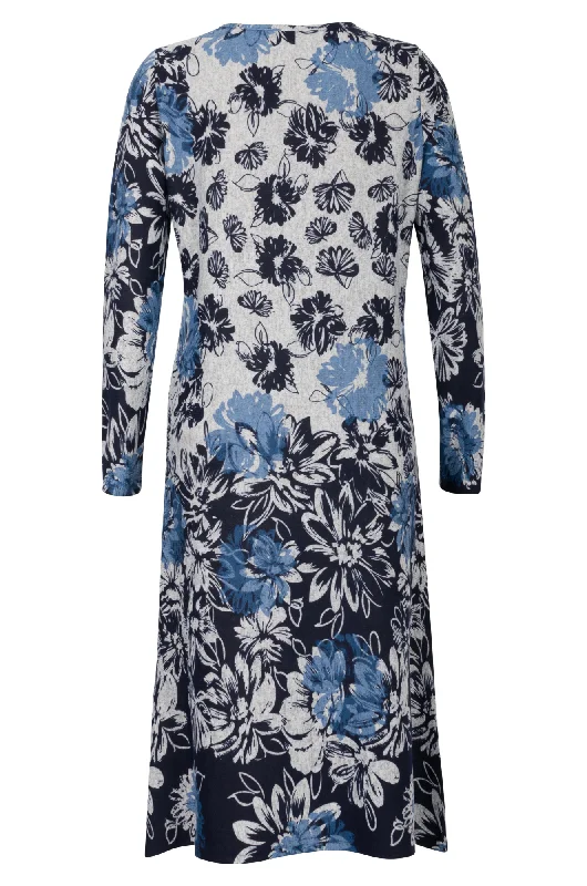 Border print Warm Touch Dress | Blues Flower Border | 7892ZZ