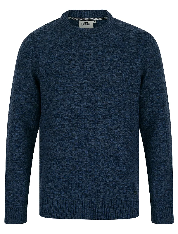 Brendean Chunky Basket Stitch Knitted Jumper in Denim Twist - Tokyo Laundry