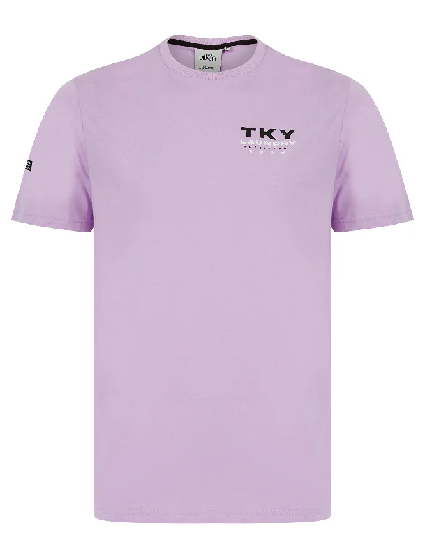 Checkmate Motif Cotton Jersey T-Shirt in Lilac Breeze - Tokyo Laundry