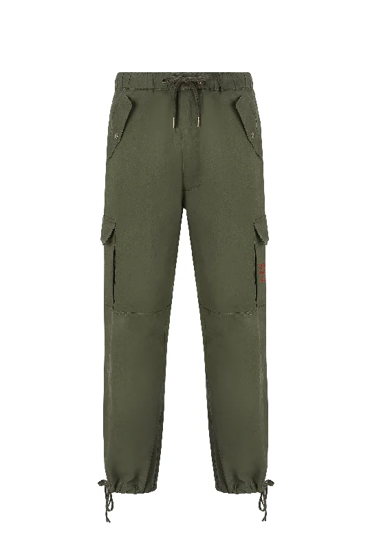 Mens Double Tiger Cargo Pants Trousers - Olive