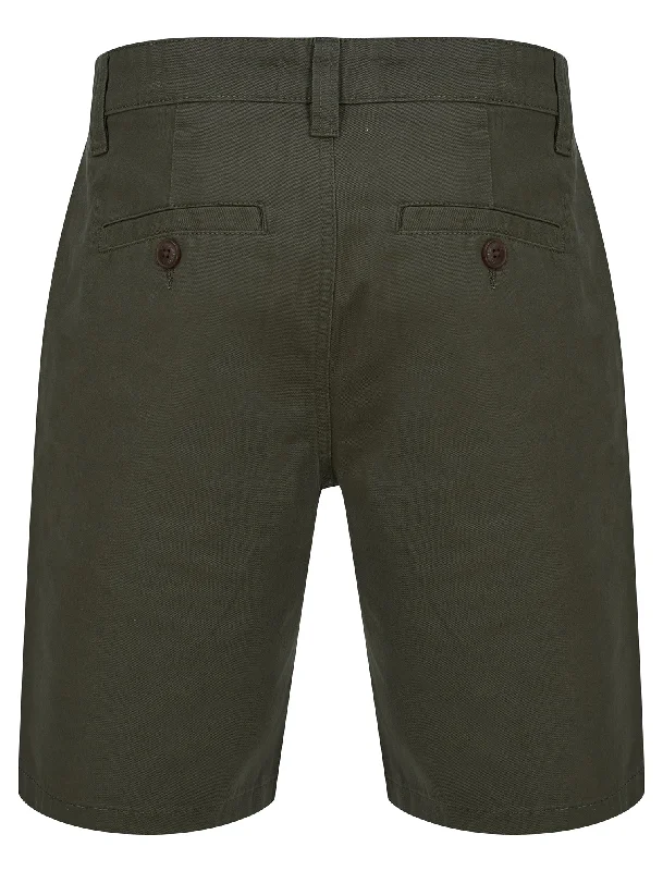 Elvio Cotton Twill Chino Shorts in Khaki - Tokyo Laundry