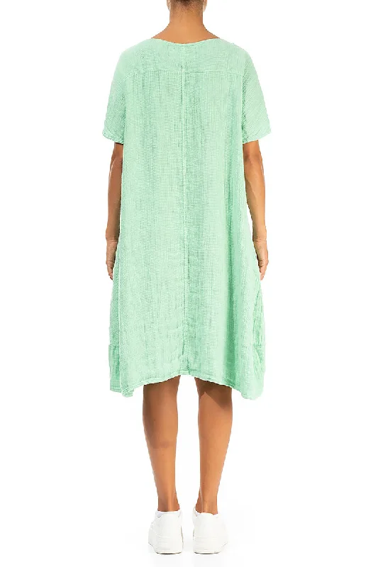 Green Sorbet Textured Linen Dress