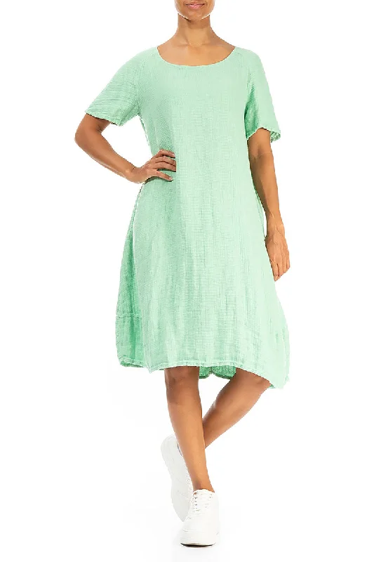 Green Sorbet Textured Linen Dress