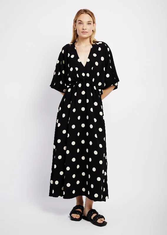 Joy Kaftan in Black with White Spot