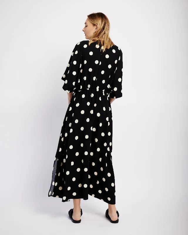 Joy Kaftan in Black with White Spot