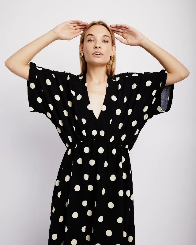 Joy Kaftan in Black with White Spot