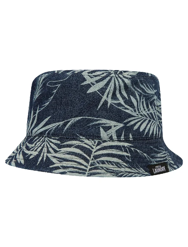 Killengreen Cotton Denim Floral Print Bucket Hat in Navy - Tokyo Laundry