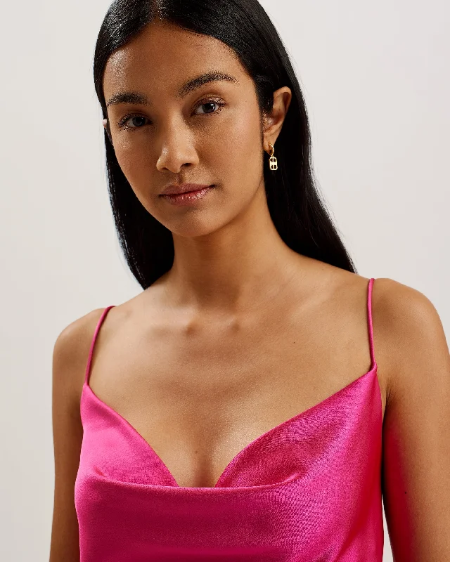 Kiti Satin Cowl Neck Cami Top Brt-Pink