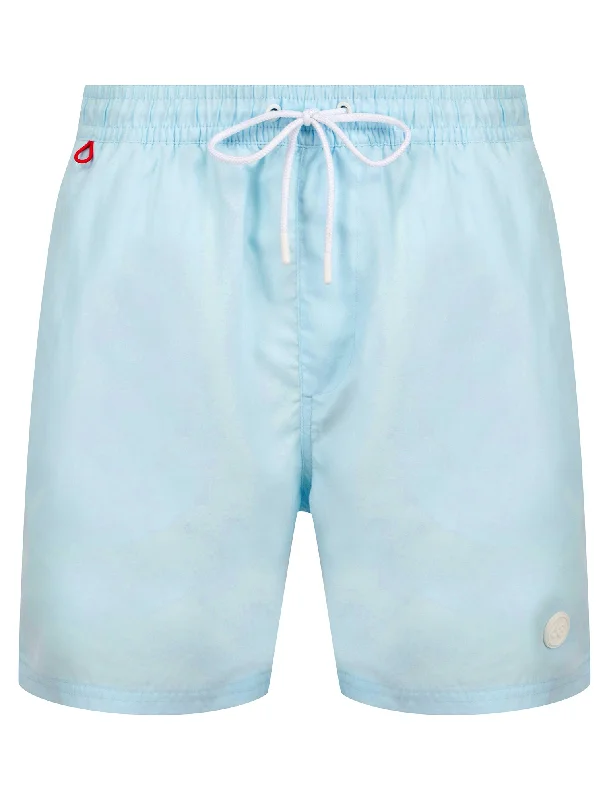 Lamia Twill Microfibre Swim Shorts with Side Stripes In Ice Water - Tokyo Laundry