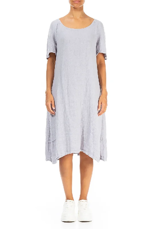 Lilac Grey Textured Linen Dress