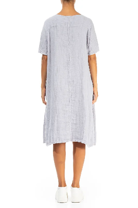 Lilac Grey Textured Linen Dress