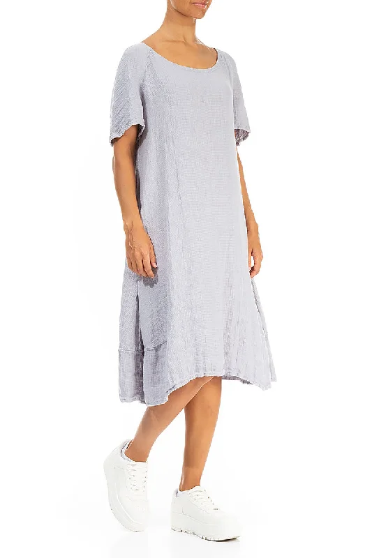 Lilac Grey Textured Linen Dress