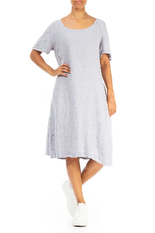 Lilac Grey Textured Linen Dress