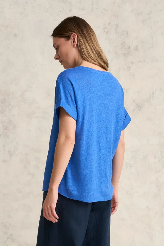 Linen Mix Top - Indigo Blue