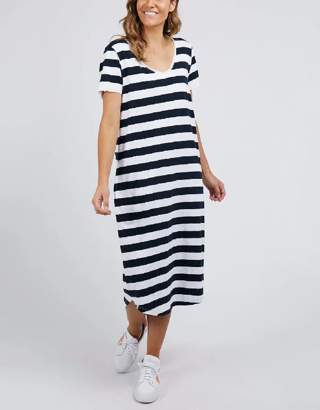 Maeve Stripe Midi Dress - Navy/White Stripe