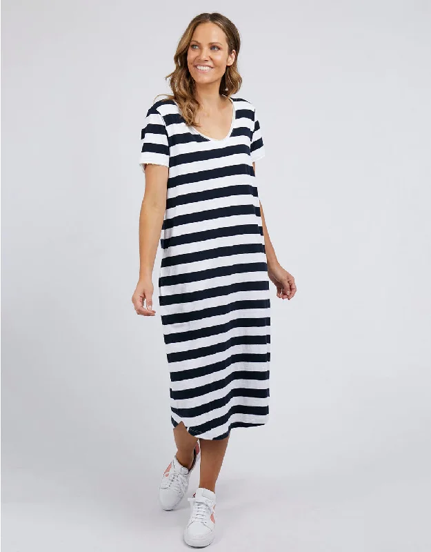 Maeve Stripe Midi Dress - Navy/White Stripe