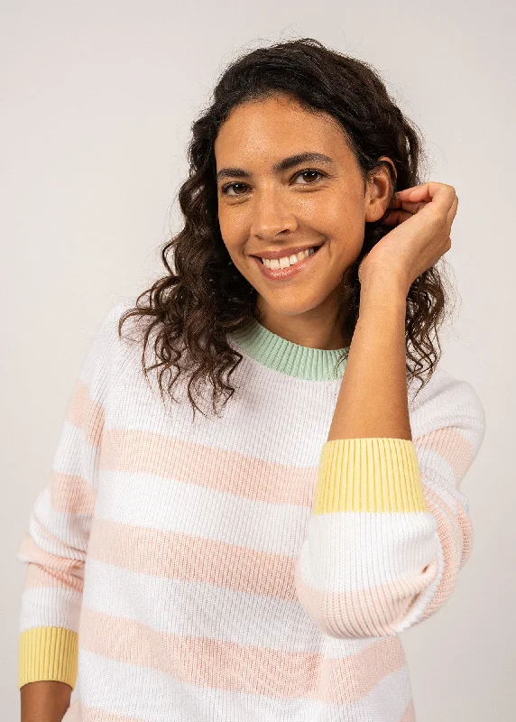 MALAGA - Striped Cotton Sweater for Women (WHITE / PASTEL CLUB)