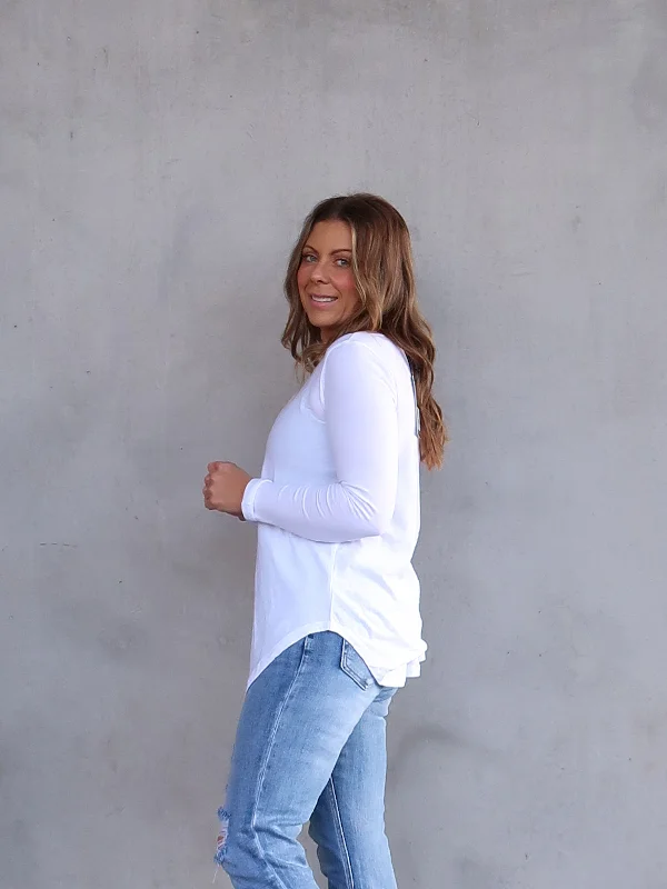 Megan Long Sleeve Top - White