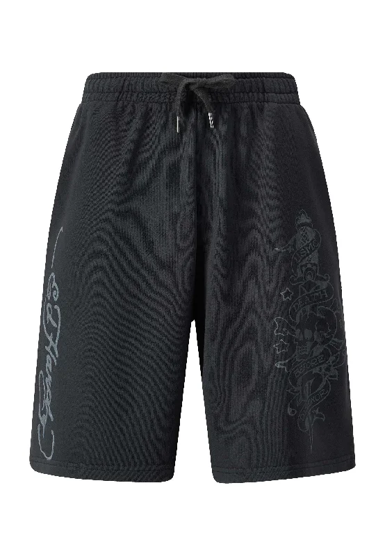 Mens Death Before Mono Sweat Shorts - Washed Black