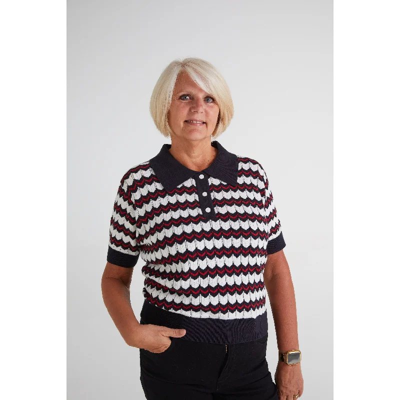 Mr Bridger - Women's Supremely Fine Gauge 'Mary' Navy - Polo Knit