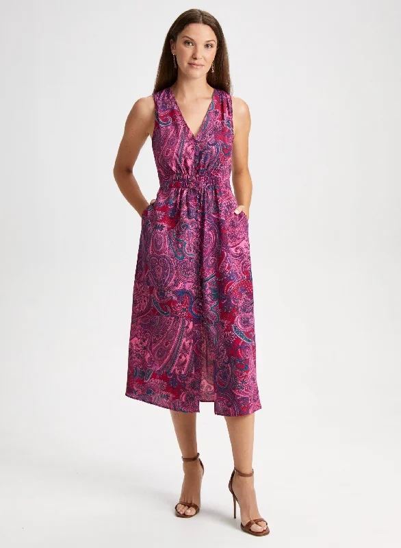 Paisley Print Midi Day Dress