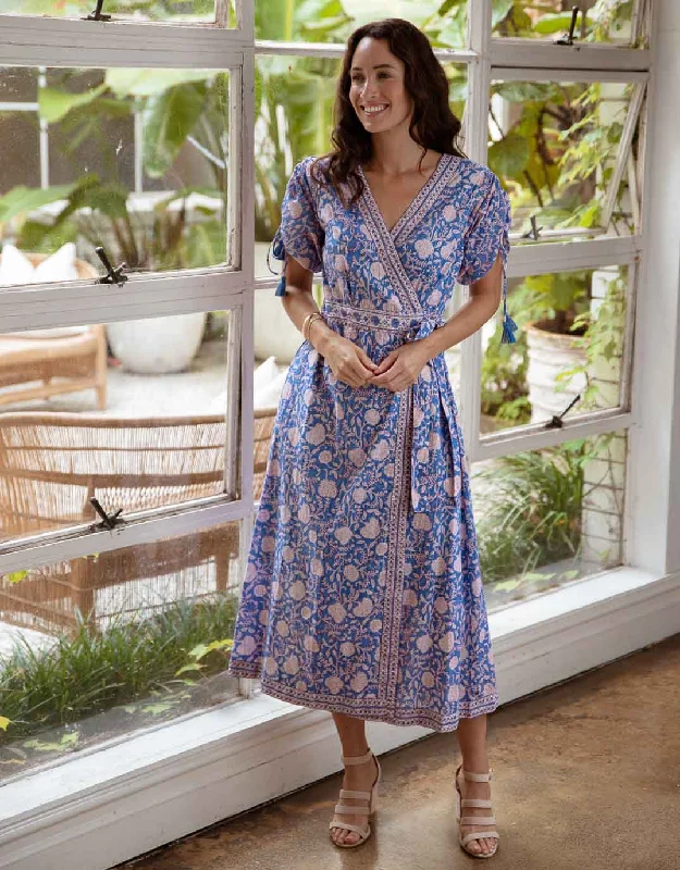 Paisley Wrap Maxi Dress - Blue