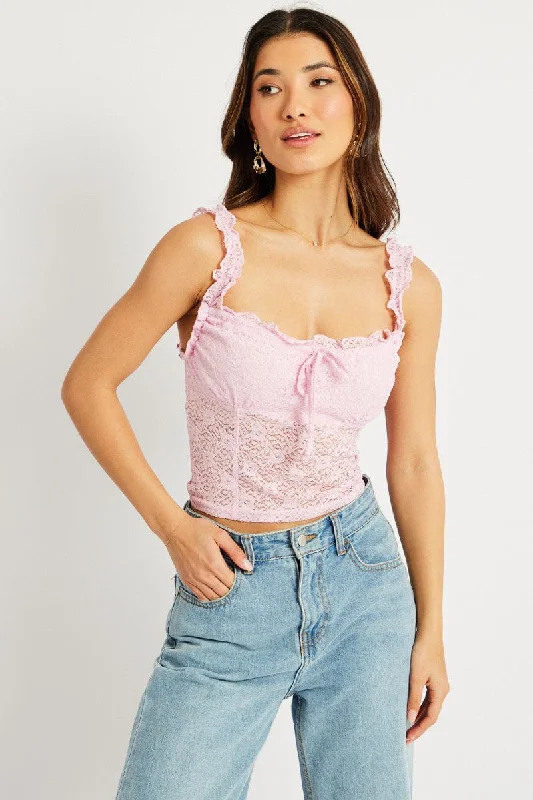 Pink Lace Top Sleeveless