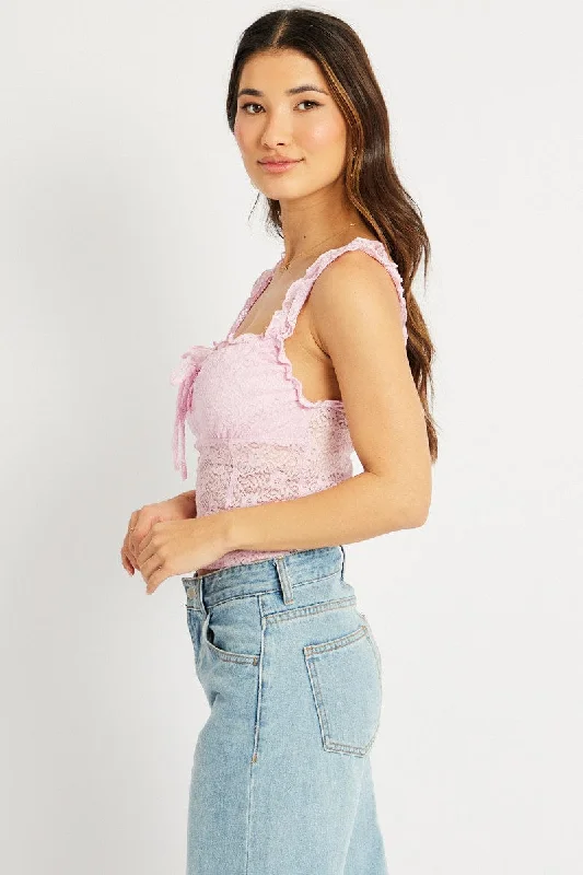 Pink Lace Top Sleeveless