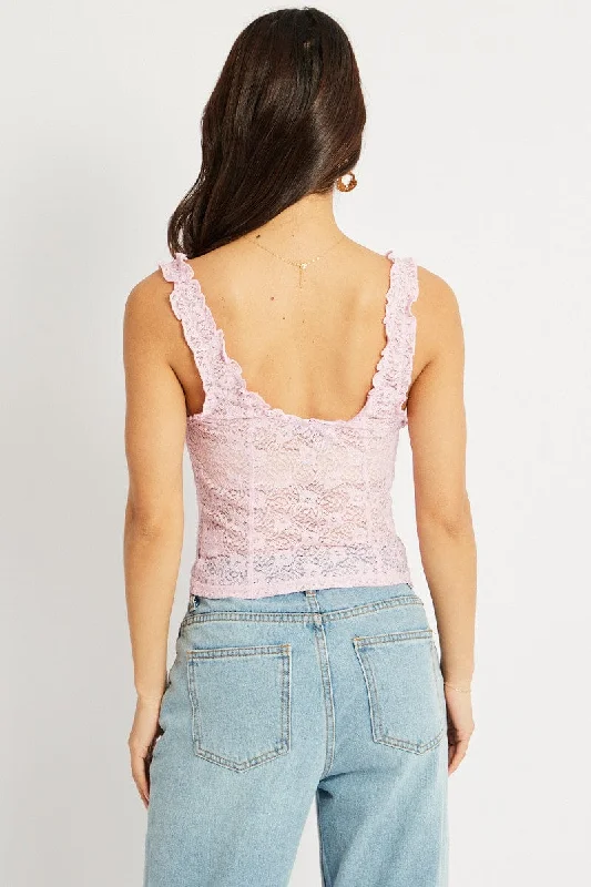 Pink Lace Top Sleeveless