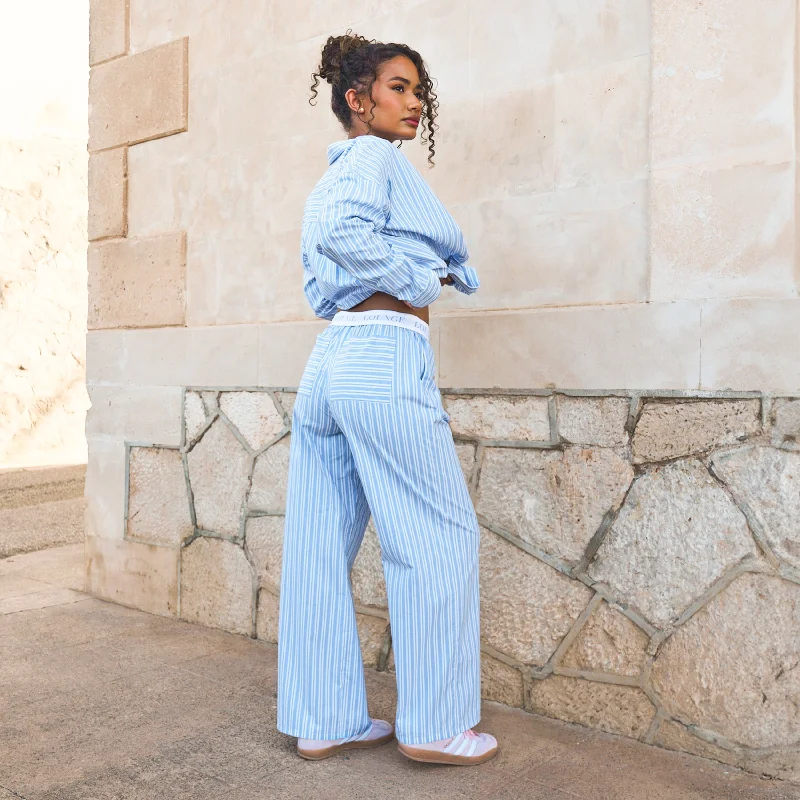 Pinstripe Trousers - Blue