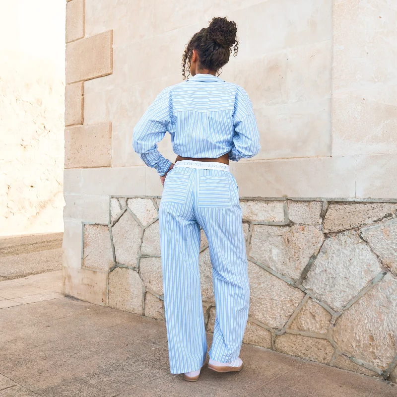 Pinstripe Trousers - Blue