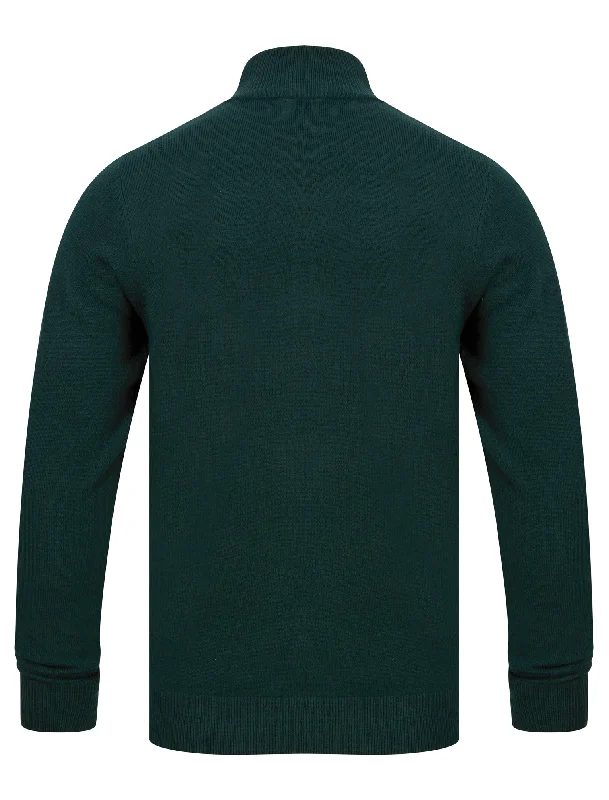 Redwood 2 Half Zip Neck Cashmilon Knit Jumper in Evergreen - Kensington Eastside