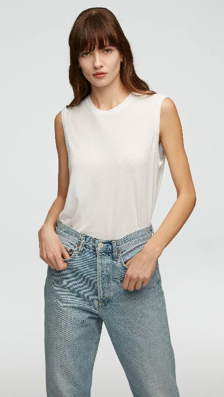 Sleeveless Tee in Viscose Jersey | White