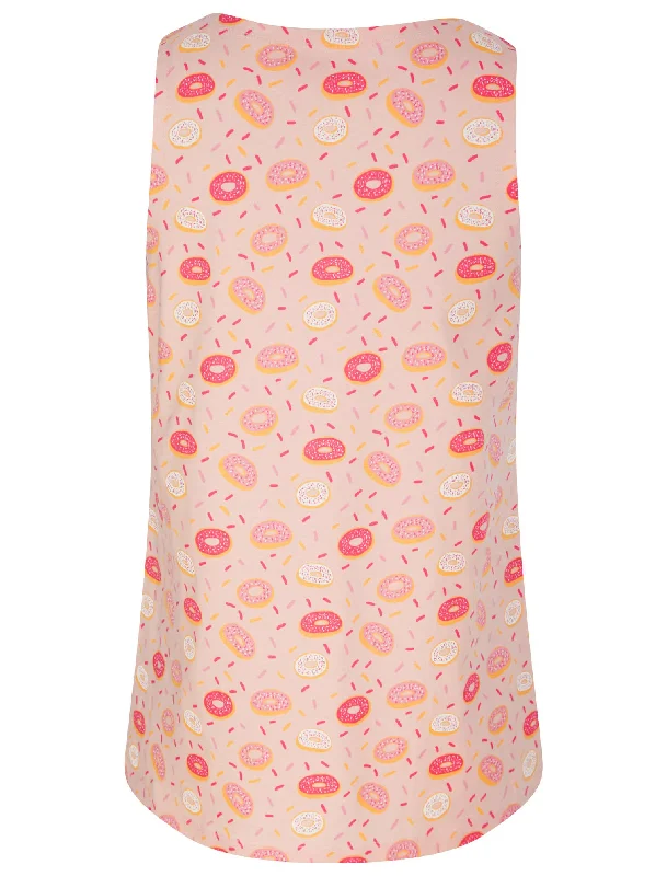 Sprinkles Doughnut Print 2 Pc Shortie Lounge Set in Crystal Rose / Hot Pink - Tokyo Laundry