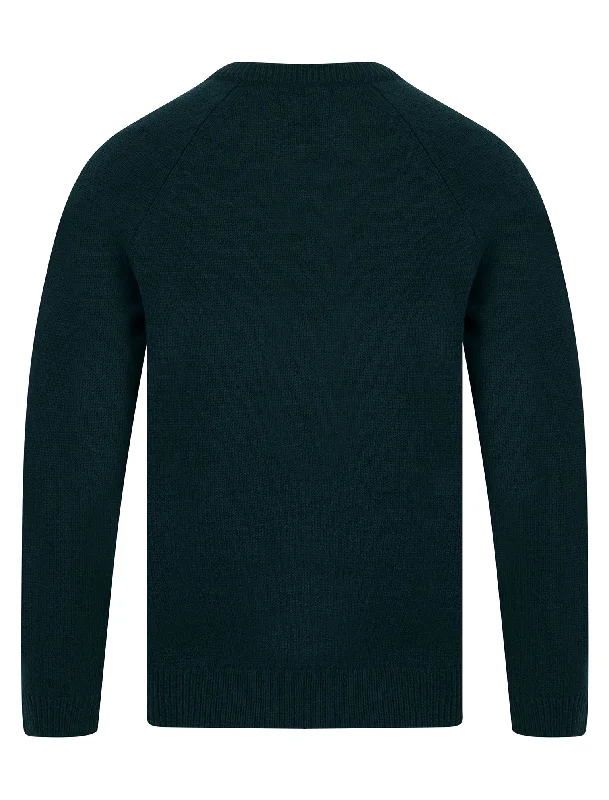 Sudeikis Diamond Texture Wool Blend Knitted Jumper in Emerald Green - Kensington Eastside