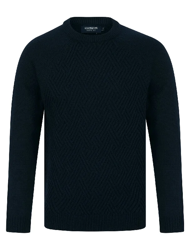 Sudeikis Diamond Texture Wool Blend Knitted Jumper in Ink - Kensington Eastside