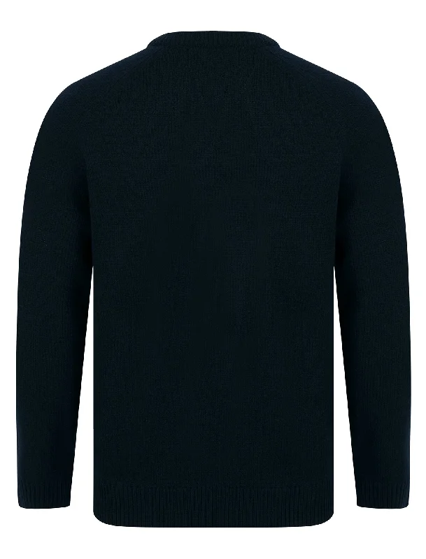 Sudeikis Diamond Texture Wool Blend Knitted Jumper in Ink - Kensington Eastside