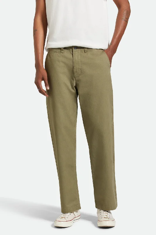 Surplus Herringbone Relaxed Trouser Pant - Olive Surplus